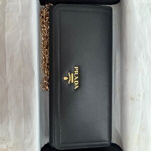 Authentic Prada Black wallet with chain